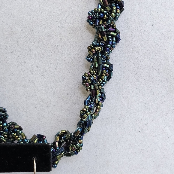 SET! 925 Teardrop Earrings, Braided Beaded Necklace, & Hematite Bracelet SET! - Picture 6 of 15